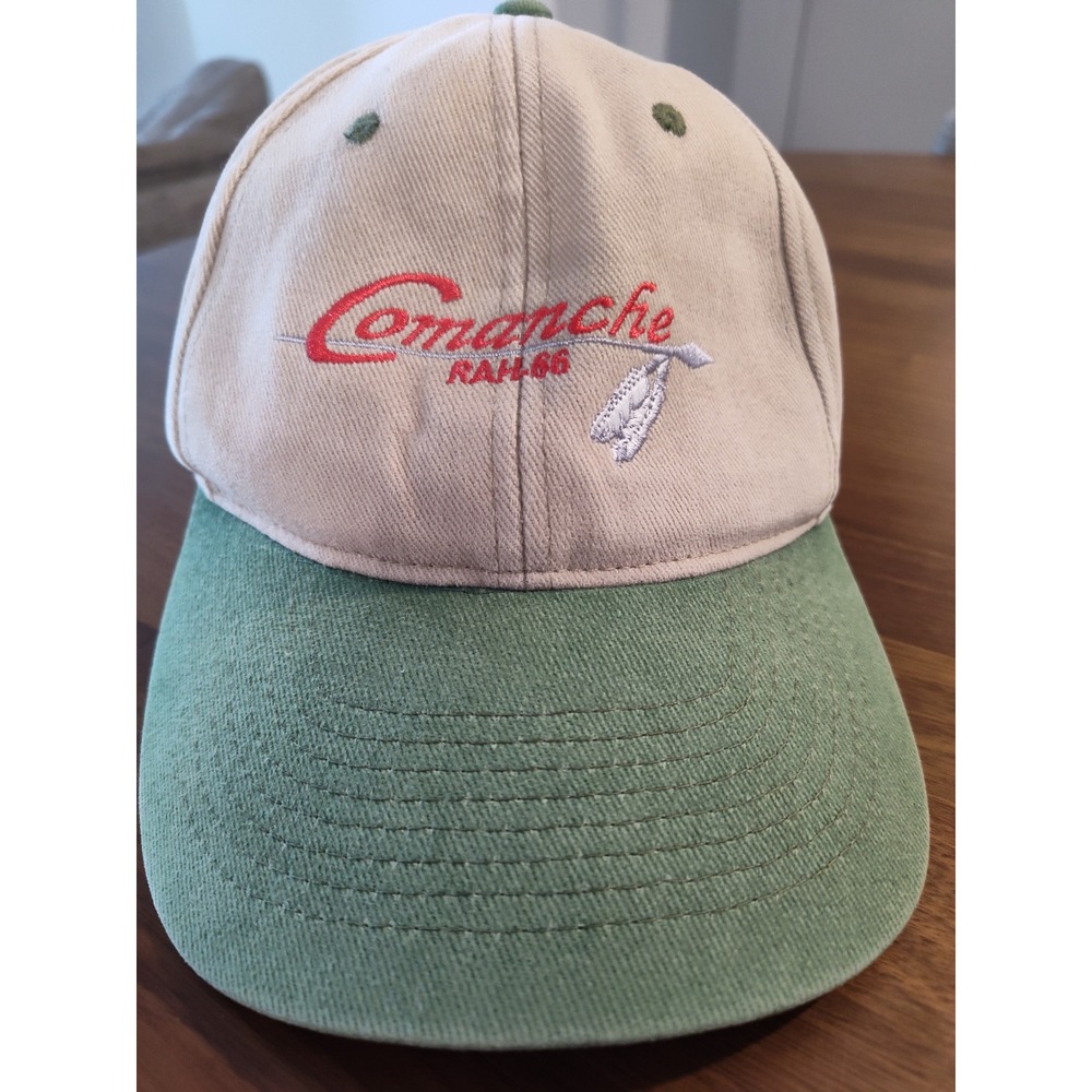 Vintage Comanche RAH-66 Helicopter Hat Khaki Green Cotton Adj Baseball Cap